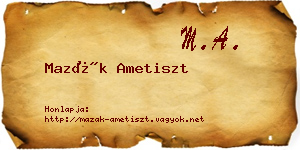 Mazák Ametiszt névjegykártya